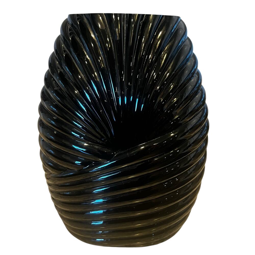 Art Deco Vase Black Amethyst Glass Two’s Company Inc 101/2”